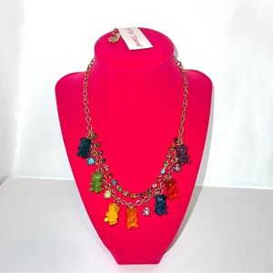 Betsey Johnson Rainbow Gummy Bear Charm Necklace - Gold Chain